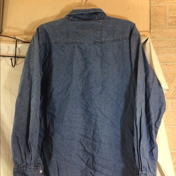 Mens Sz Lg BLACK CANYON OUTFITTERS Blue Long Sleeve Pearl Snap Front Shirt - Picture 9 of 9